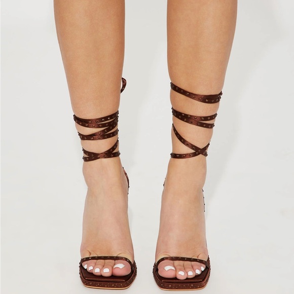 Fashion Nova On A New Level Wrap Up Heels - Brown - Picture 5 of 9